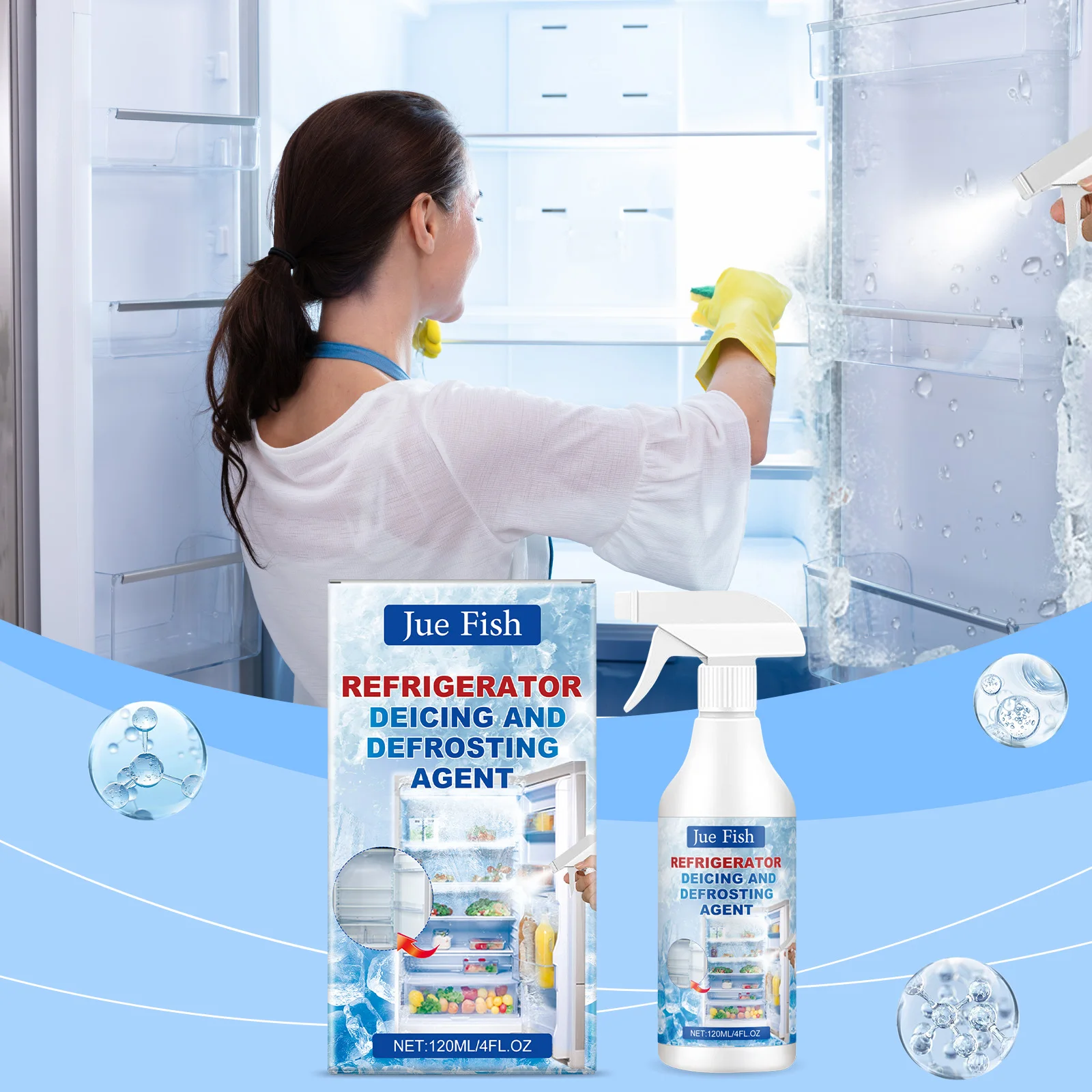Refrigerator De-icer Spray - Fast-Acting Formula for Effortless Ice Removal, Defrosting and Anti-Freeze Protection