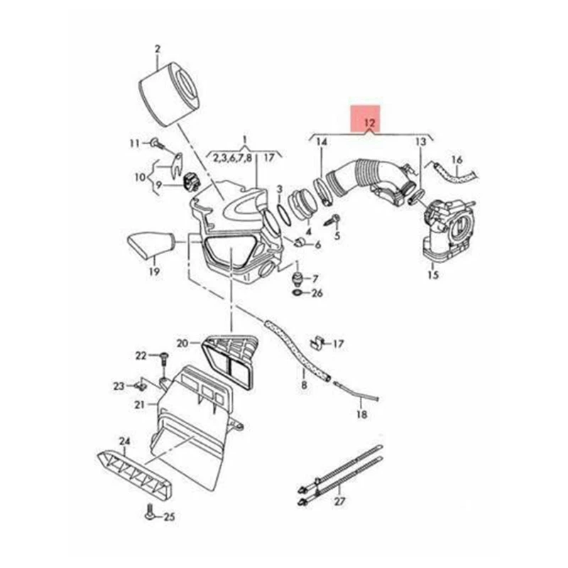 Car Air Intake Hose For  A5 2008-2016 S5 2008-2016 Air Filter With Connection 06E129629Q Spare Parts