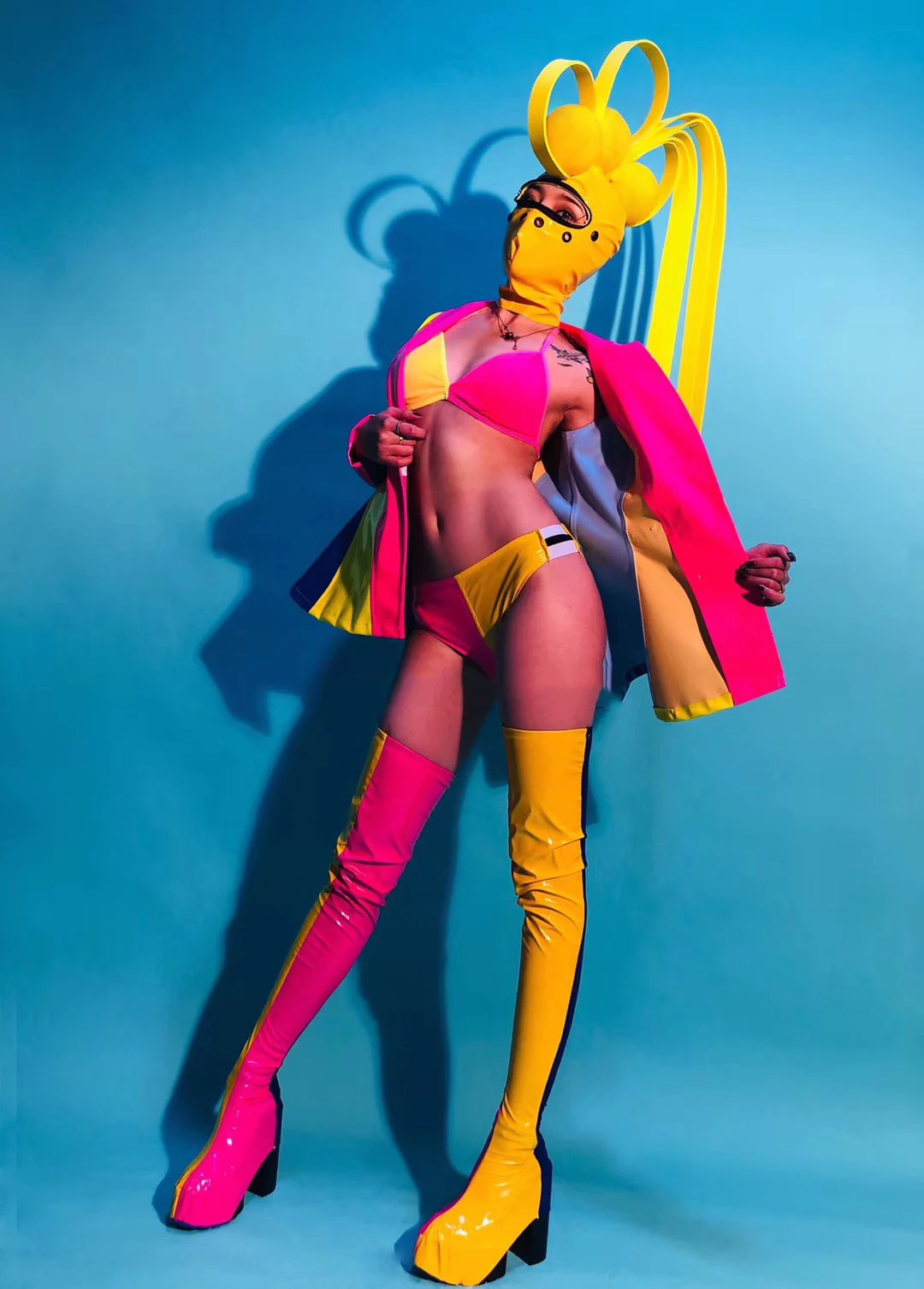 مثير جوجو ملابس رقص الإناث Dj المغني وتتسابق متعدد الألوان دعوى مهرجان الملابس ملهى ليلي عرض الوقت المرحلة ارتداء yj091