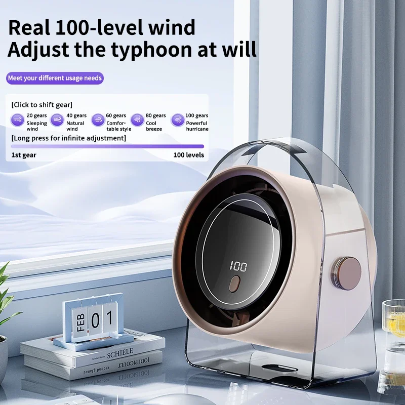 ポータブルスマート扇風機 100 スピード USB 小型ファンミニオフィス寮デスクトップ空気クーラー天井ファン壁掛け空気クーラー