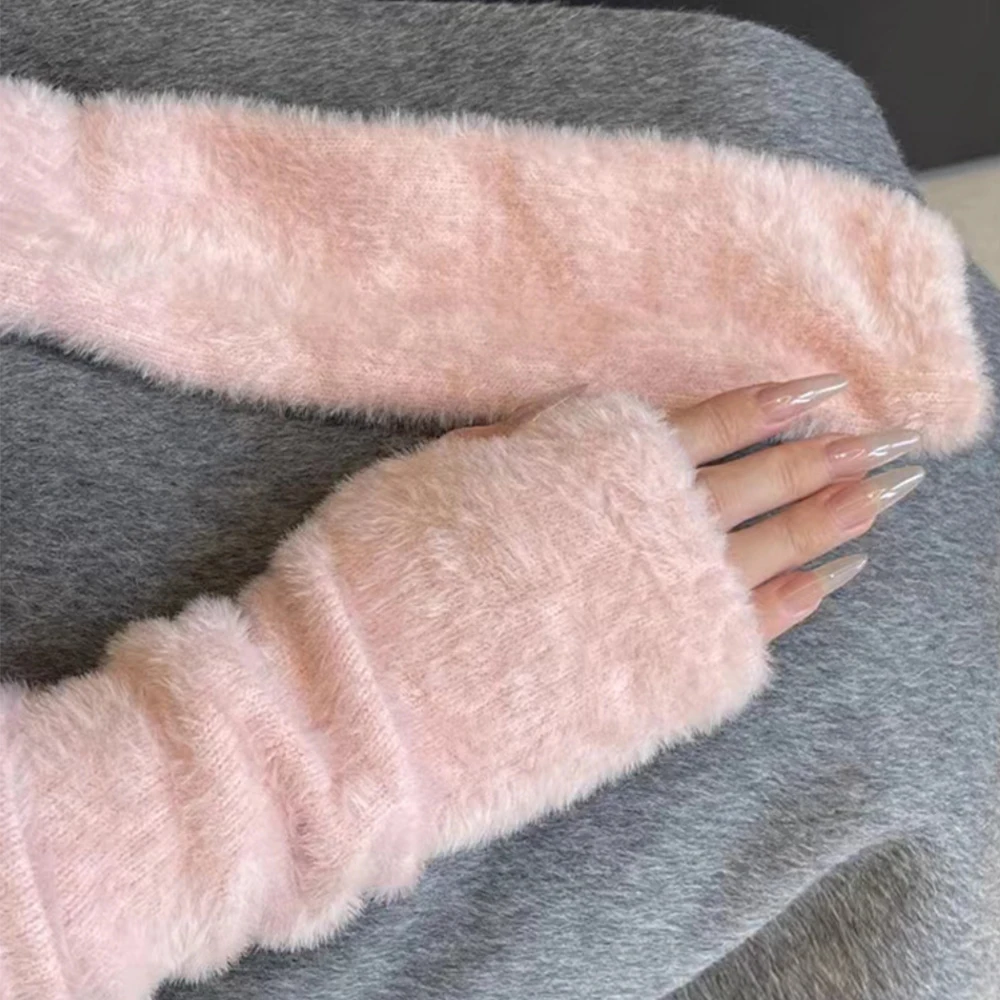 قفازات طويلة الأكمام قفازات نسائية كلاسيكية قفازات قطيفة بدون أصابع قفازات مريحة نصف اصبع للركض ملابس الخريف
