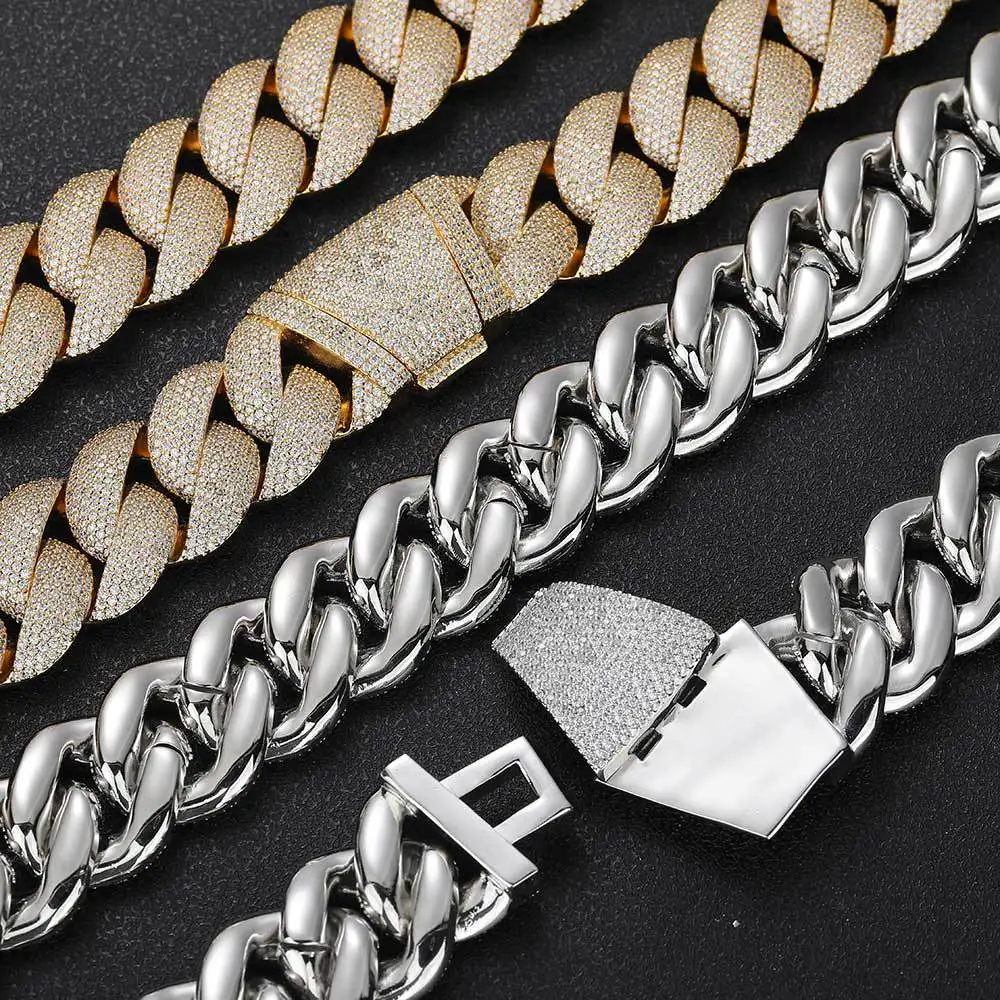 5mm Cuban Link Chain Hip Hop Jewelry 24mm Bubble Cuban Trend Brand Personality Dense Zircon Men