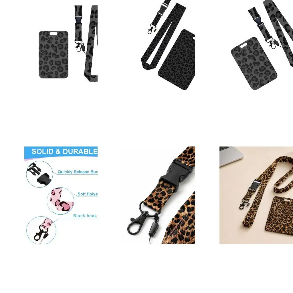 Fashion Print IDs Badge Holders with Lanyard, Vertical Front Card Pocket, Hook and Small Loop for Workplace IDs D2RC