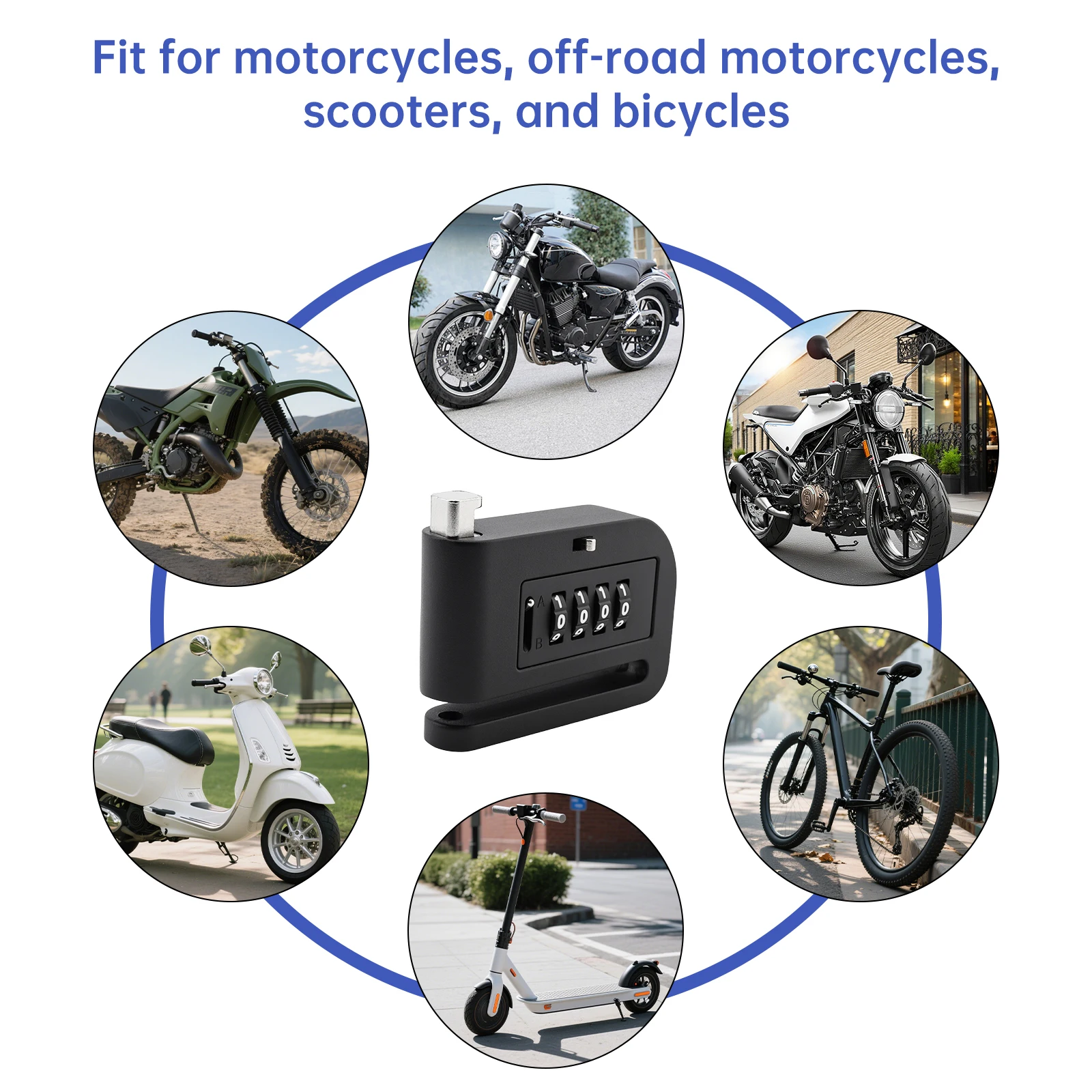 Portable Security Anti Theft Disc Brake Lock for Motorcycle Scooter Dirt Pit Bike E-Bike Bicycle 4 Digit Passcode Rotor Lock - Image 5