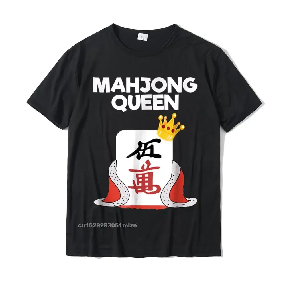 Funny Mahjong Queen Camisa Top T-Shirts For Men Cotton Tops & Tees Personalized Fitted