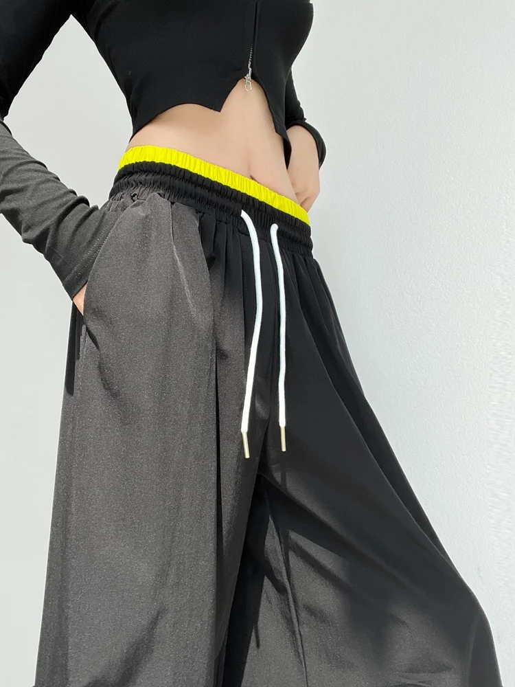 Hohe Taille Breite Bein Hosen Frauen Lose Bodenlangen Street Dance Hosen Farbe Blo Casual Hosen für Frauen Herbst 2024