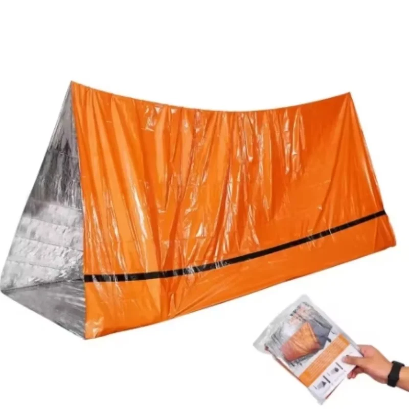 Emergency Blanket Tent Outdoor Survival First Aid Tactical Rescue Kit Windproof Waterproof Foil Thermal Tent for Camping Hiking