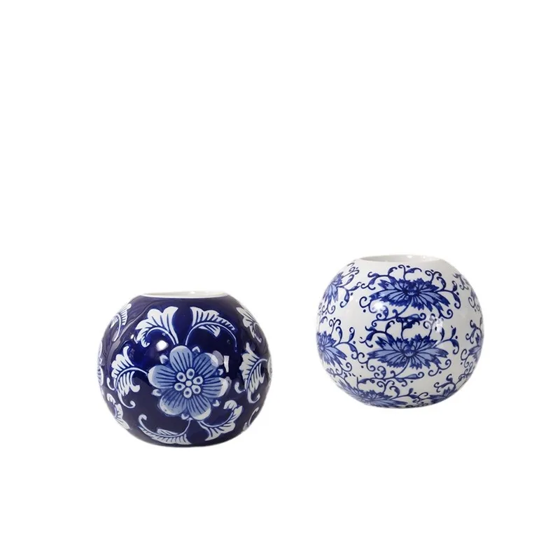 

Chinese blue and white porcelain retro ceramic candle holder romantic candlelight dinner