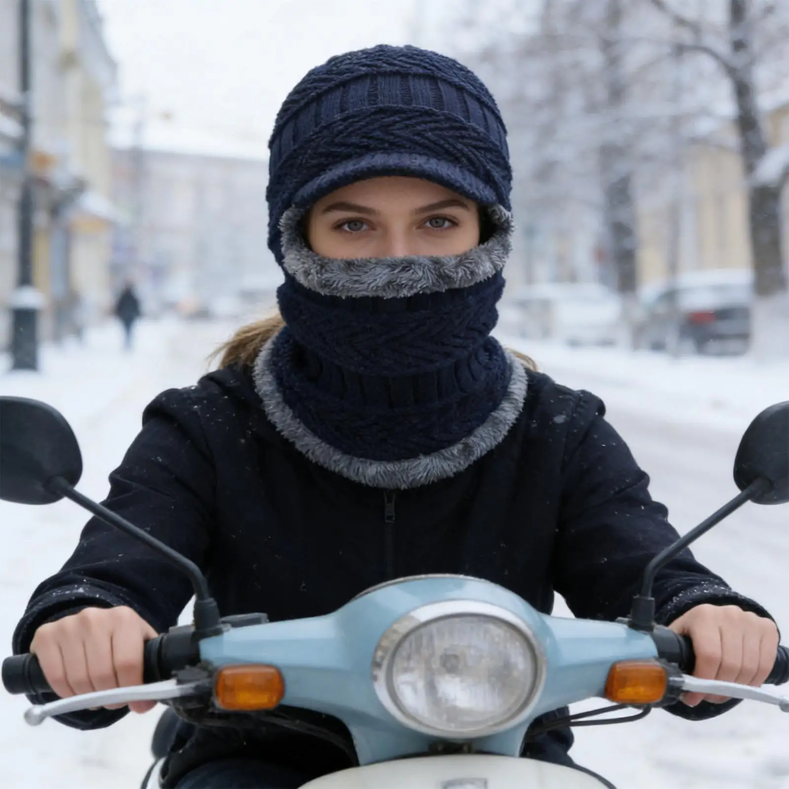 

Вязаная шапка, ветрозащитная, устойчивая к холоду, зимняя шапка-бини с козырьком и защитой для лица, теплая шапка для холодной погоды, для путешествий, катания на лыжах, пешего туризма