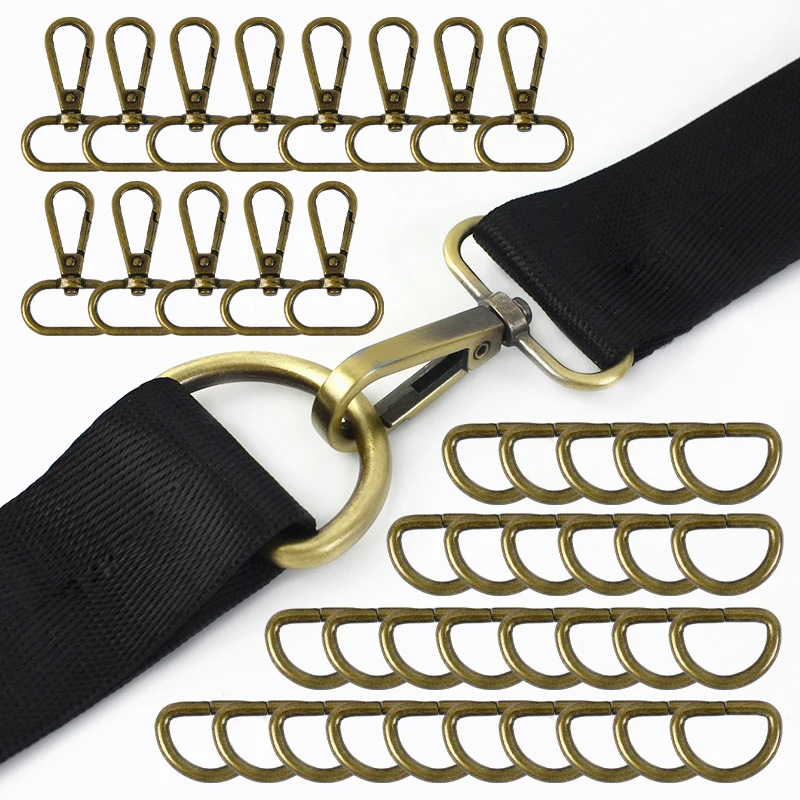 

5Sets Metal Buckle+D Ring Clasps Bag Strap Pet Collar Buckle Webbing Belt Keychain Clip Hook Lobster Swivel Clasp DIY Accessorie