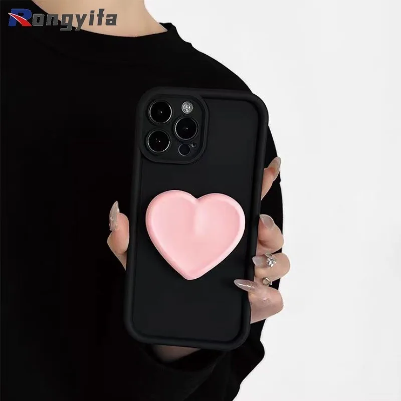 For Vivo Y100 V30 Pro V29 Pro V29E V27 V25 Pro V27E V25E V23E V21S V21E Y200 Lite Phone Case +Love Holder Solid Color Cover