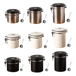 Coffee Bean Storage with Steel Spoon Seal Storage Multifunctional Airtight Storage Tank for Tea Sugar Coffee Beans Flour