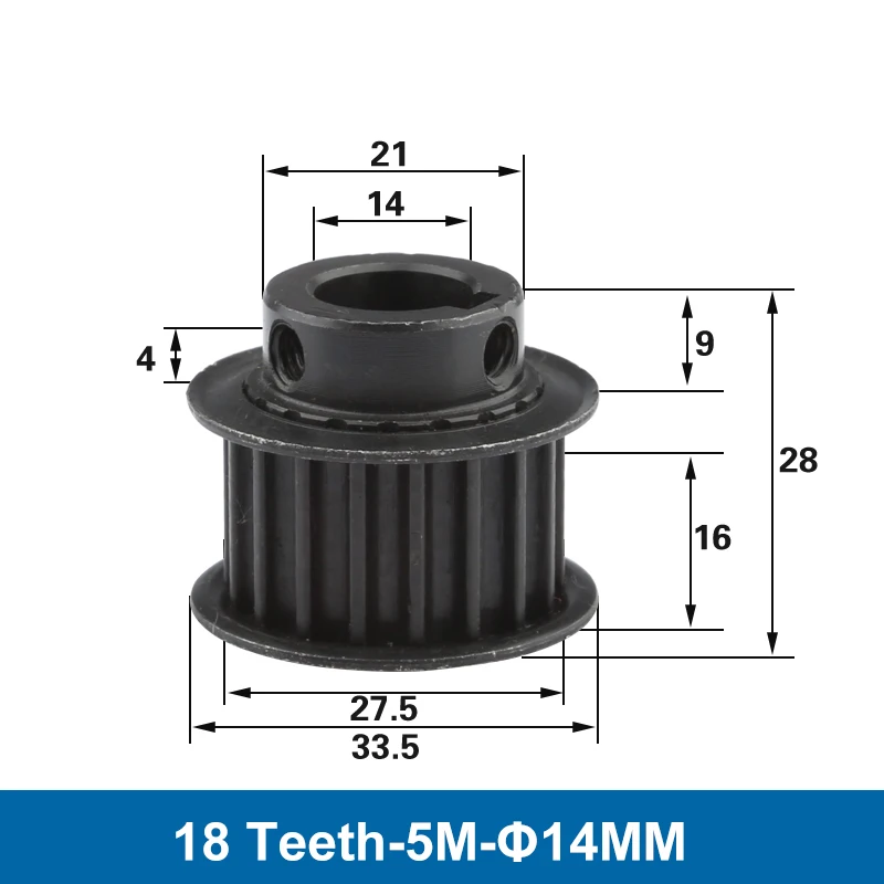 Imagem -05 - Dente do Arco 18 Dente Htd 5m Furo Sincronizado Síncrono da Polia 12.7 mm 14 mm Apropriado para a Largura da Correia 13 14.5 15 mm Porca 18 t Polia Cronometrando