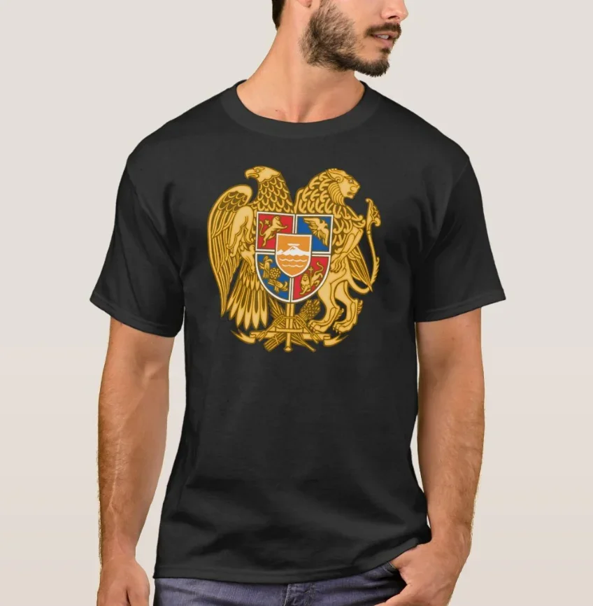 Coat of Arms of Armenia - Armenian Emblem Men T-Shirt Short Sleeve Casual 100% Cotton O-Neck Summer TShirt