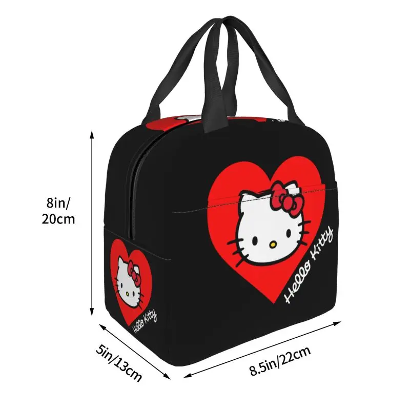 Custom Hello Kitty Lunch Bag uomo donna Thermal Cooler Insulated Lunch Box per studenti School Work Food Picnic Tote Bags