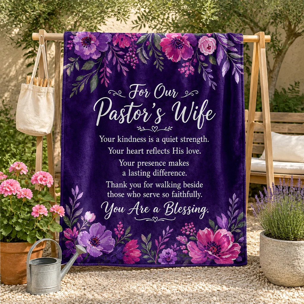 Pastor Wife Appreciation Flannel Blanket Floral Christian Message Throw Blanket for Sofa Bed Couch Bedroom Living Room Church Gift Pastor Family Gift Home Decor Cozy Nap Blanket Office Travel Religious Bedding Thank You Gift Inspirational Room Accent