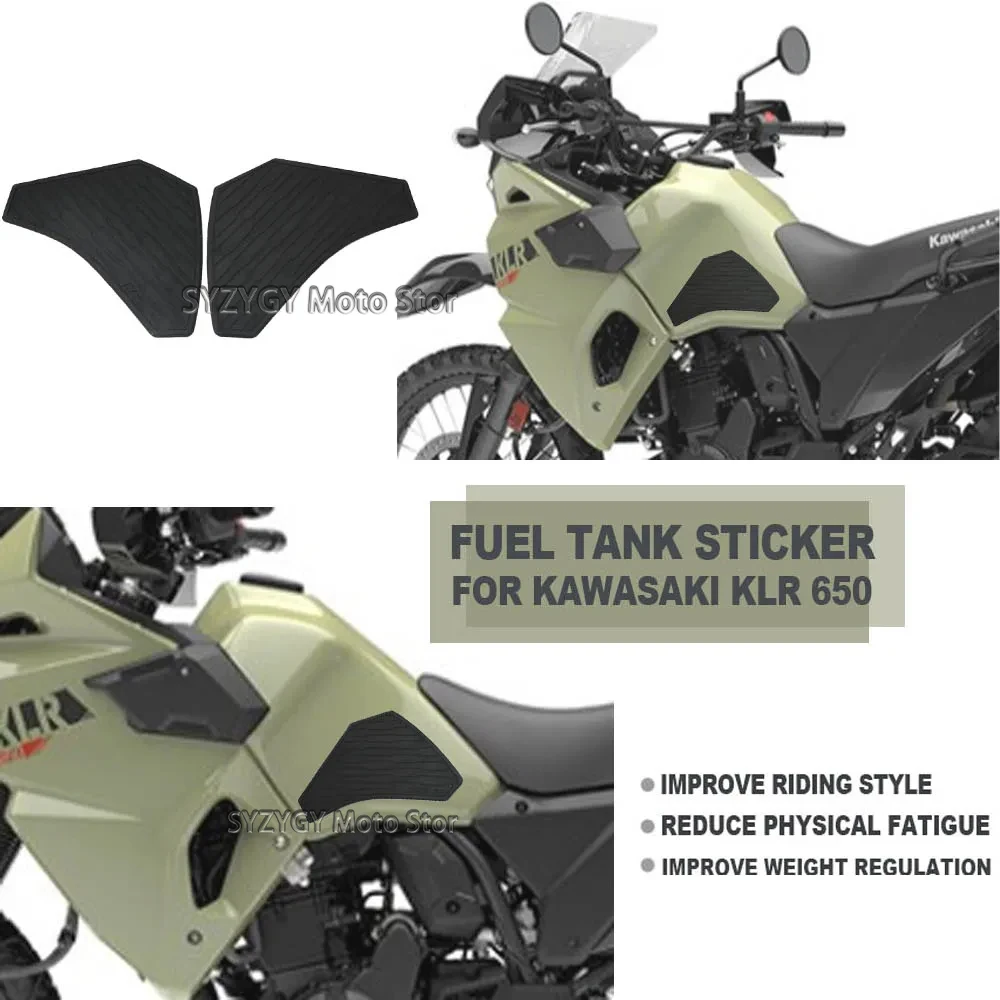 

For KLR 650 KLR650 2021 22 Motorcycle Anti-Skid Side OilTank Sticker Waterproof Pad RubberTank pad Protector Traction Pad Side