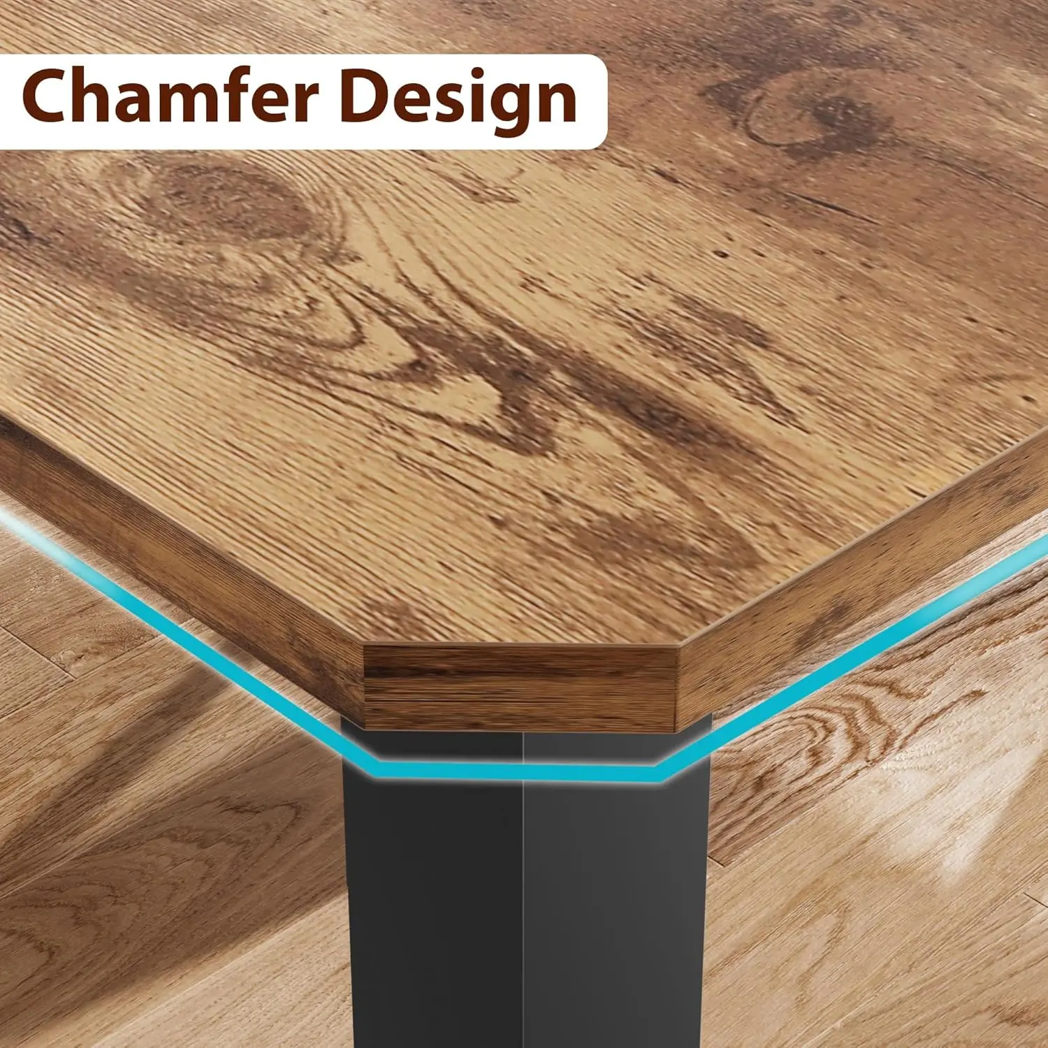 工業用ダイニングテーブル 6～8人用 長さ78.7インチの木製キッチンテーブル 丈夫な金属フレーム付き 素朴なブラウン仕上げの座席