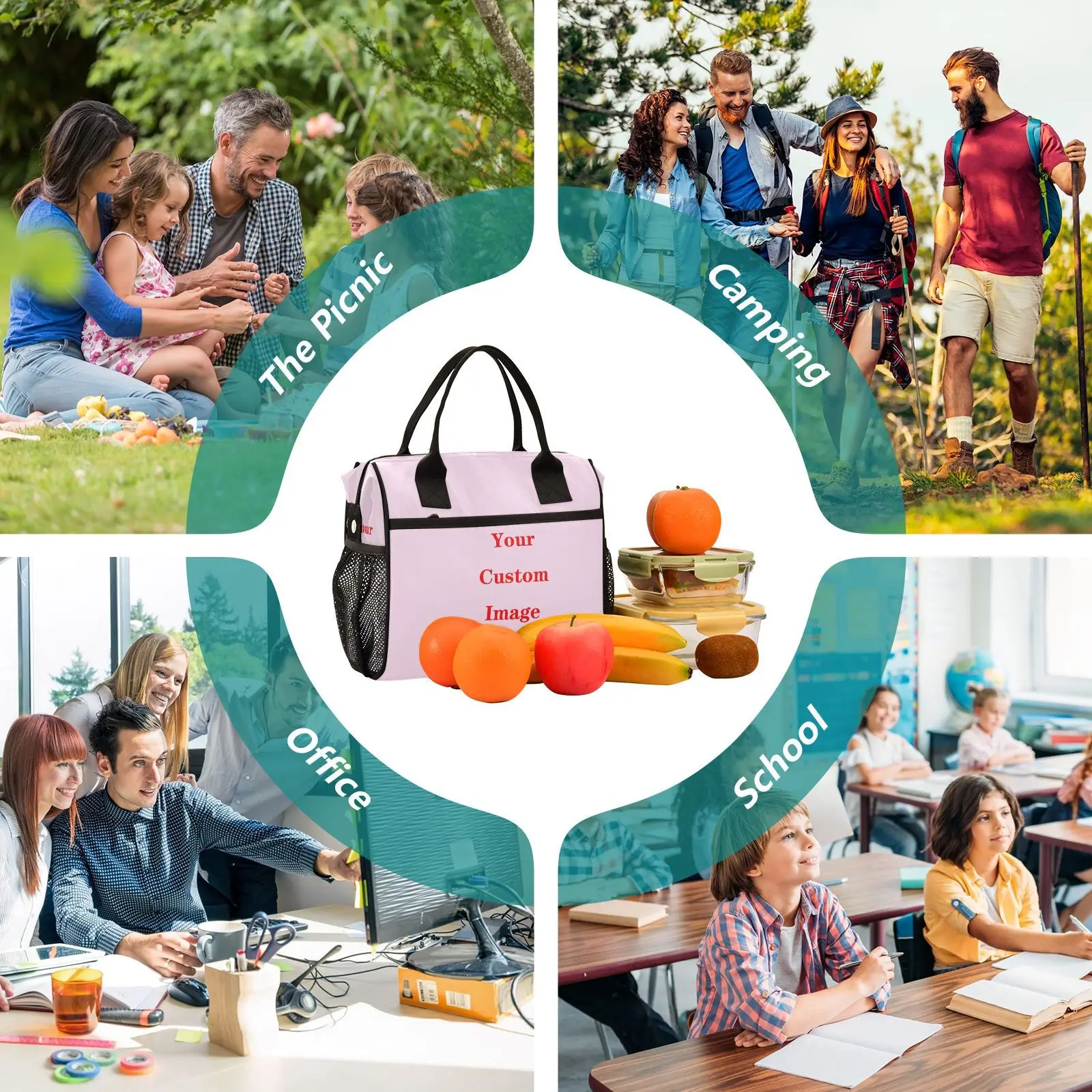 Nuove borse termiche borsa termica per alimenti da Picnic borsa per alimenti immagine personalizzata borsa per il pranzo di grande capacità borsa