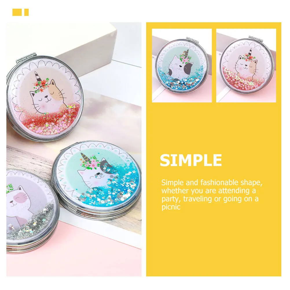2Pcs Makeup Mirrors Double-Sided Compact Foldable Pocket Travel Mirror Portable Handheld Small Mirror for Women Girls