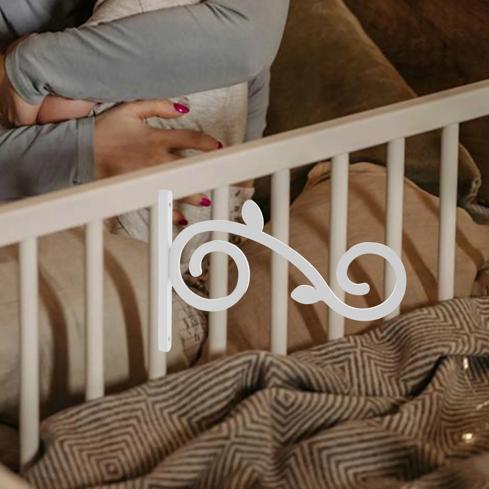 

Wood Fixed Arm for Crib Bed Bell Holder Bracket Removable Hanging Clamp Easy Installation Crib Fixed Arm Bed Bell Holder