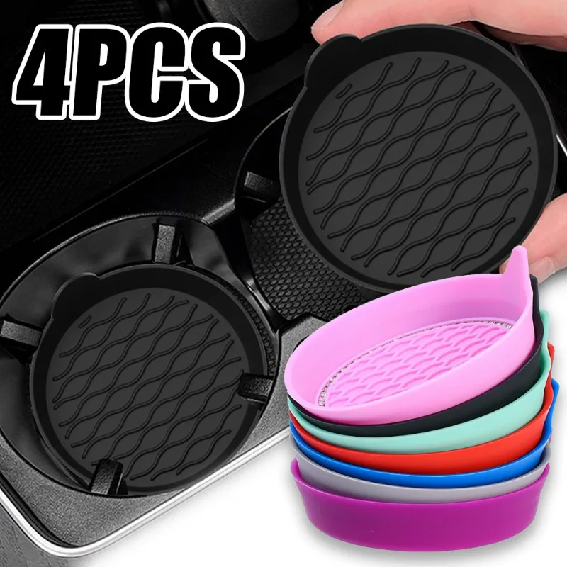 Carro Water Cup Coaster Auto Silicone, impermeável Anti-Slip Pad Circular Insert Cup Coasters Acessórios para interior do carro de strass
