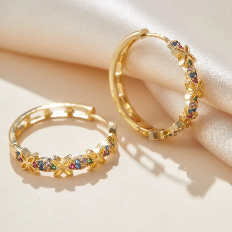 زوج واحد من الأقراط النسائية الأنيقة المصنوعة من الزهور بتصميم فراشة مفتوحة للنساء مجوهرات يومية وحفلات هدايا مجوهرات أنيقة سنوية #5