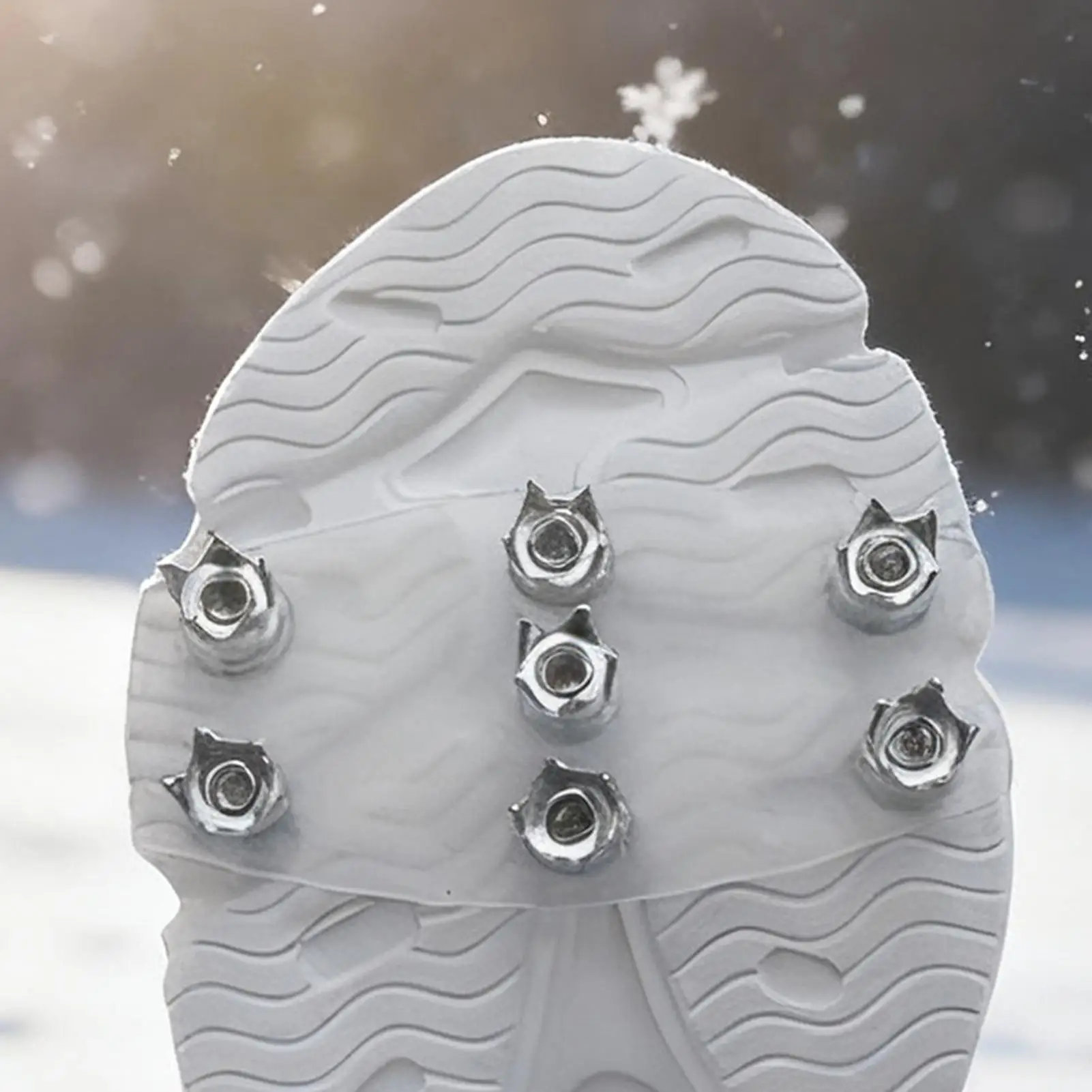 

Ледяные шипы с 7 зубьями для обуви, полупрозрачные гибкие тяговые шипы для пеших прогулок, прогулок, поездок на работу, бега, садоводства, зимней безопасности