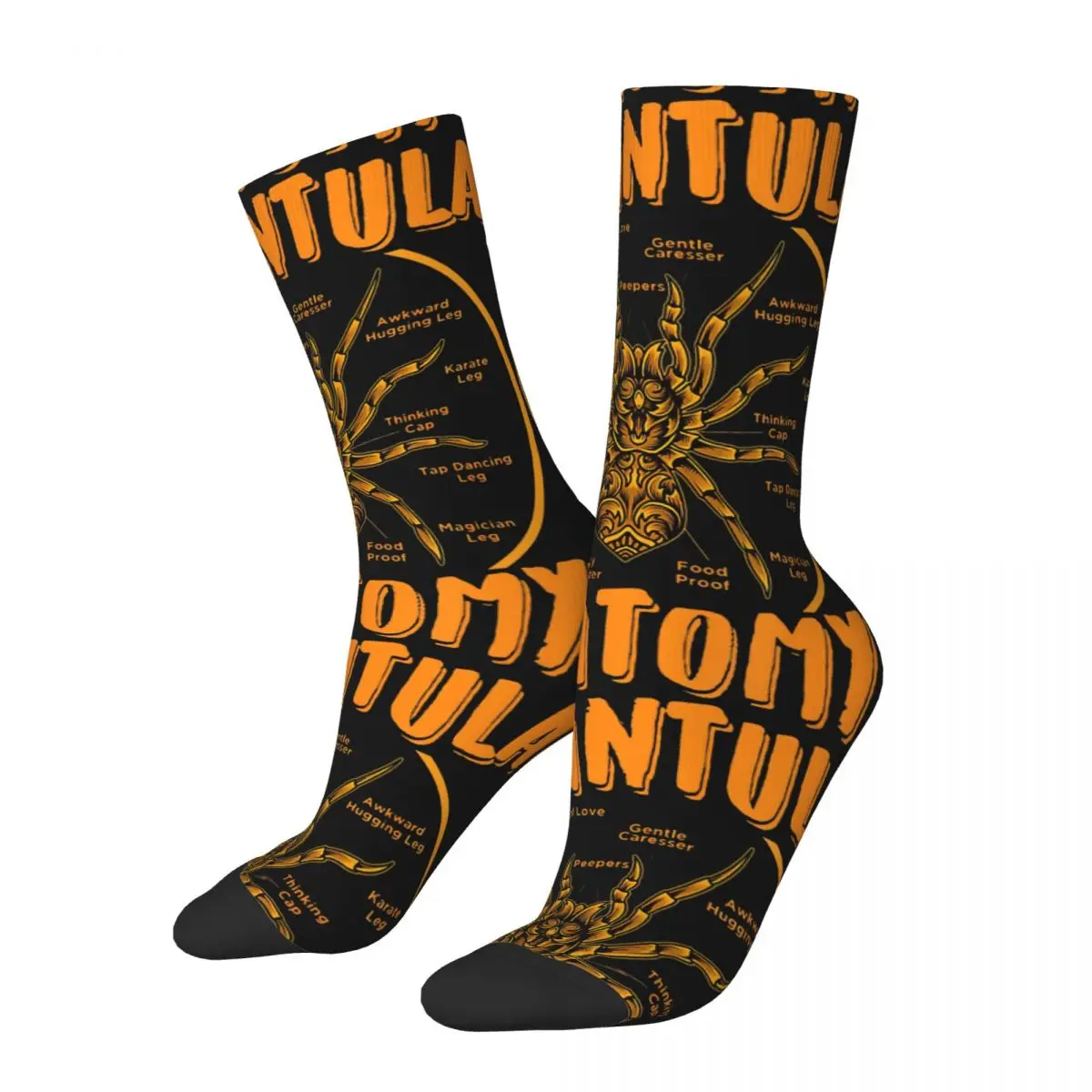 Funny Happy Tarantula Anatomy Men's Socks Retro Harajuku Arthropod Game Hip Hop Novelty Pattern Crew Crazy Sock Gift Printed