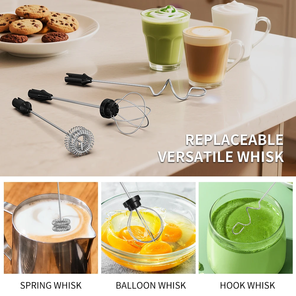 3 in 1 Electric Handheld Milk Frother 3 Adjustable Speeds Mini Hand Mixer Detachable Stainless Steel Whisk Home Kitchen Use Tool