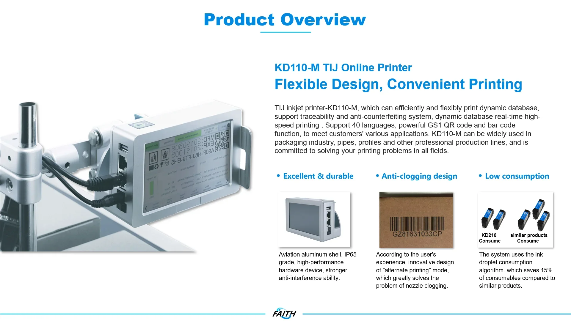 Faith Inkjet Printer Machine Inkjet Nozzle and Machine Integrated Online Inkjet Printer
