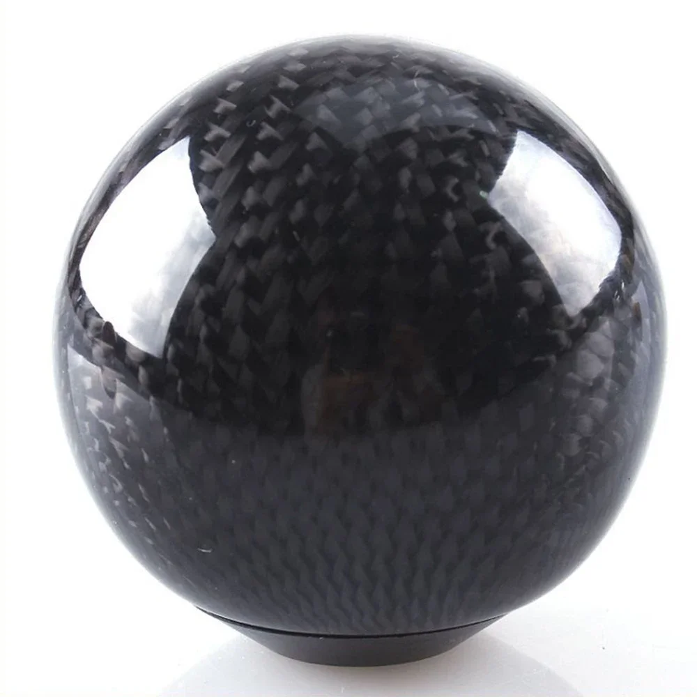 Universal Car Carbon Fiber Gear Shift Knob Shifter Lever Round Ball Shape Auto Black Red