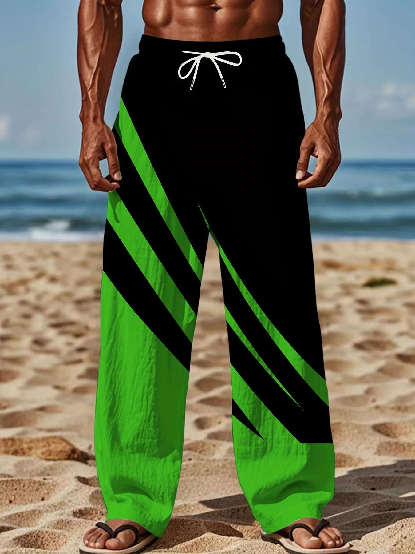 

Extremely Simple Style Pattern for Men and Women, 3D Striped Printed Pants for Casual and Fashionable Beach Fitness Daily Outfit
