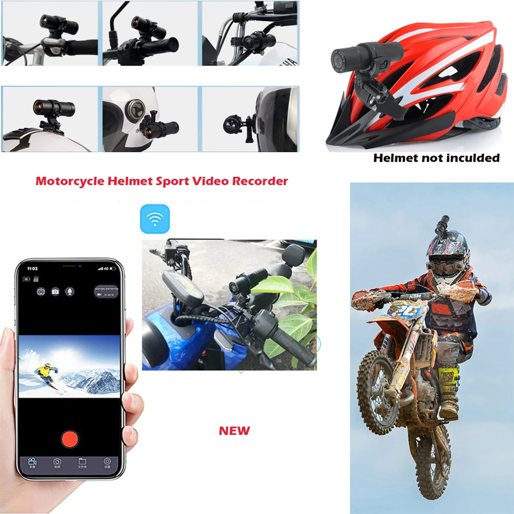 Kamera motocyklowa HD 1080P WiFi kamera na deskę rozdzielczą wodoodporna kamera sportowa akcesoria wideorejestrator