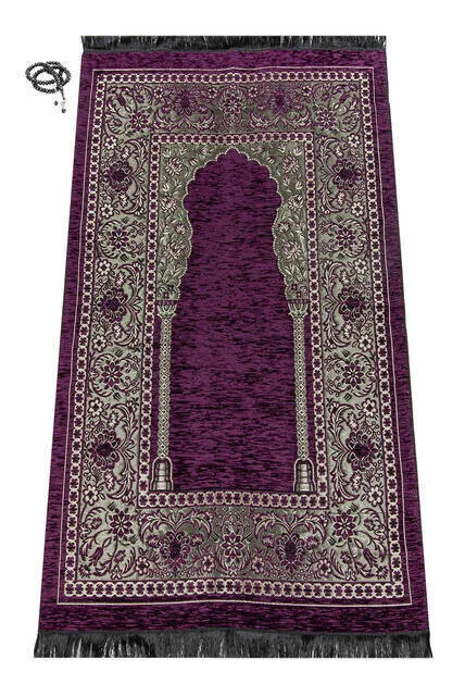 Mihrab Thick Chenille Prayer Rug Claret Red Muslim Islam Sheet Prayer Mat Holy Quraan Islamic Mats