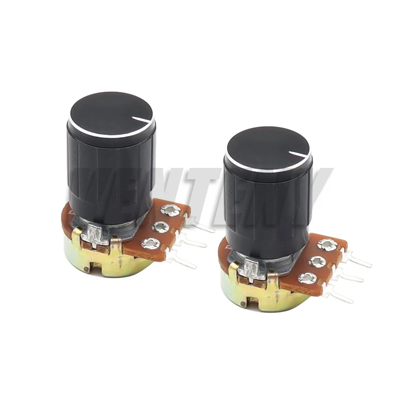 5 комплектов 15 мм 3-контактный линейный конический резистор поворотного потенциометра WH148 1K 2K 5K 10K 20K 50K 100K 250K 1M с комплектом черной алюминиевой ручки