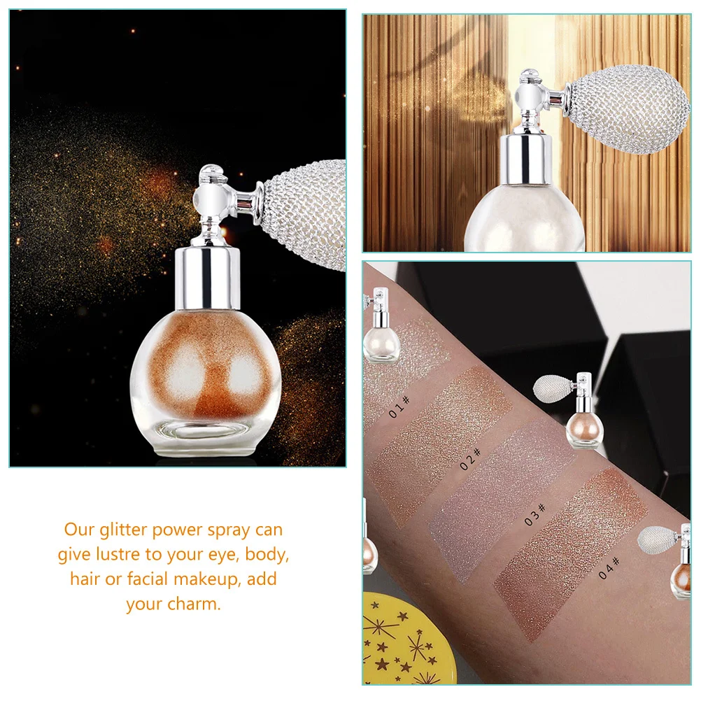 4Pcs Body Glitter Spray Highlighter Powder Spray Shimmer Makeup Festival Party Hair Face Body Glitter