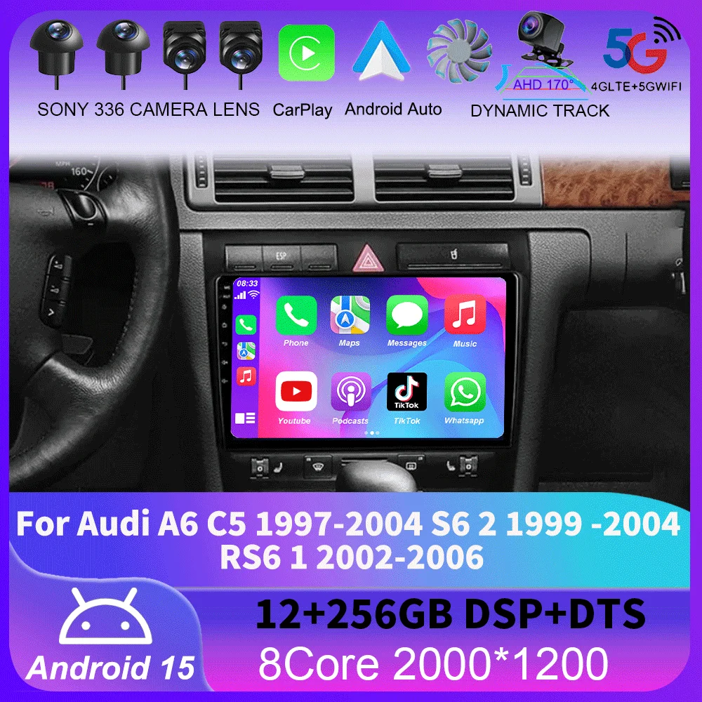 

For Audi A6 C5 1997 - 2004 S6 2 1999 - 2004 RS6 1 2002 - 2006 GPS Car Radio Navigation Multimedia Video Player Stereo Android15
