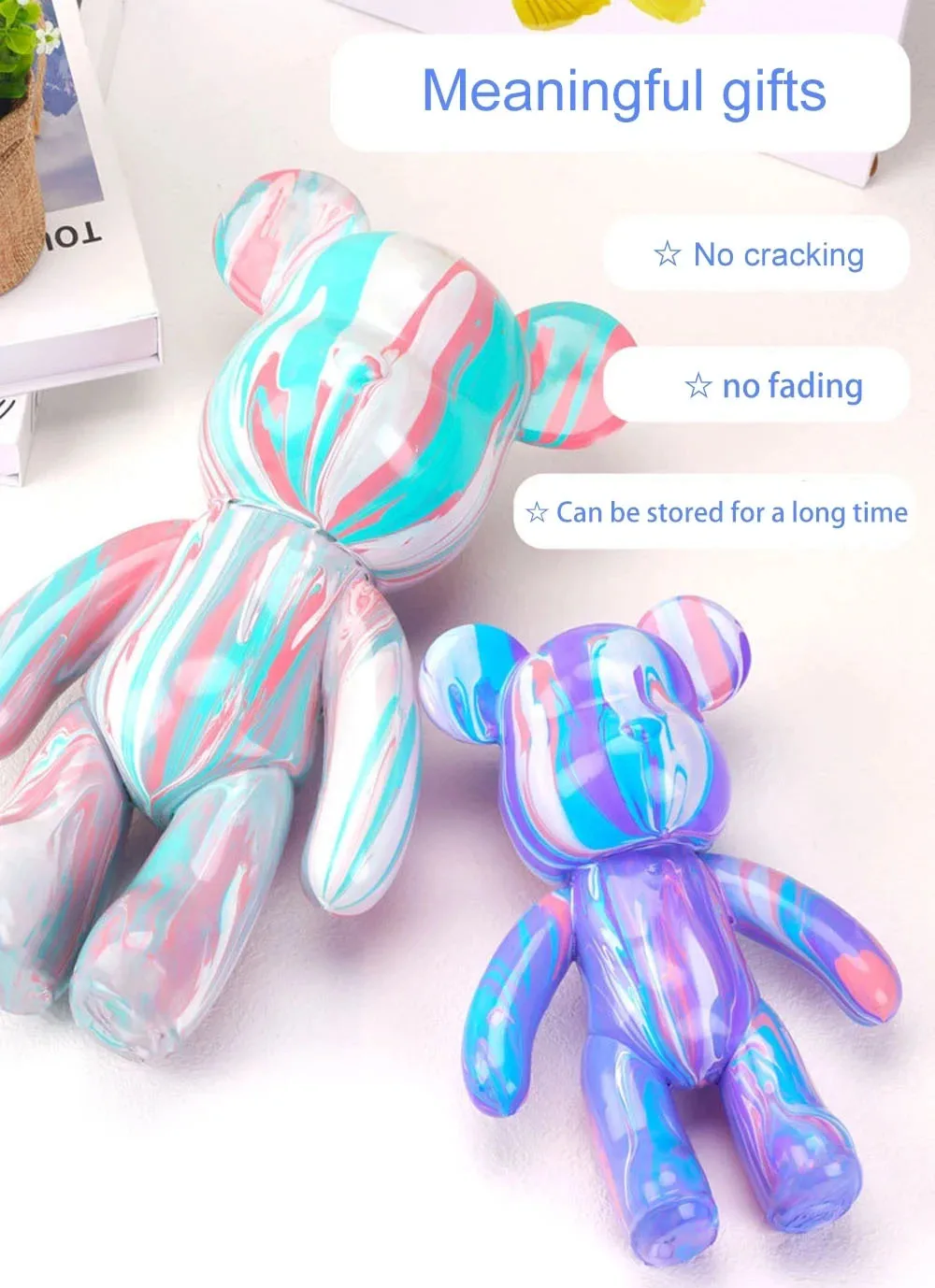 3 Size DIY Fluid Bear Sculpture Handmade Bear Doll Ornaments Violent Bear Graffiti Painting Parentchild Toy Gift Home Decoration