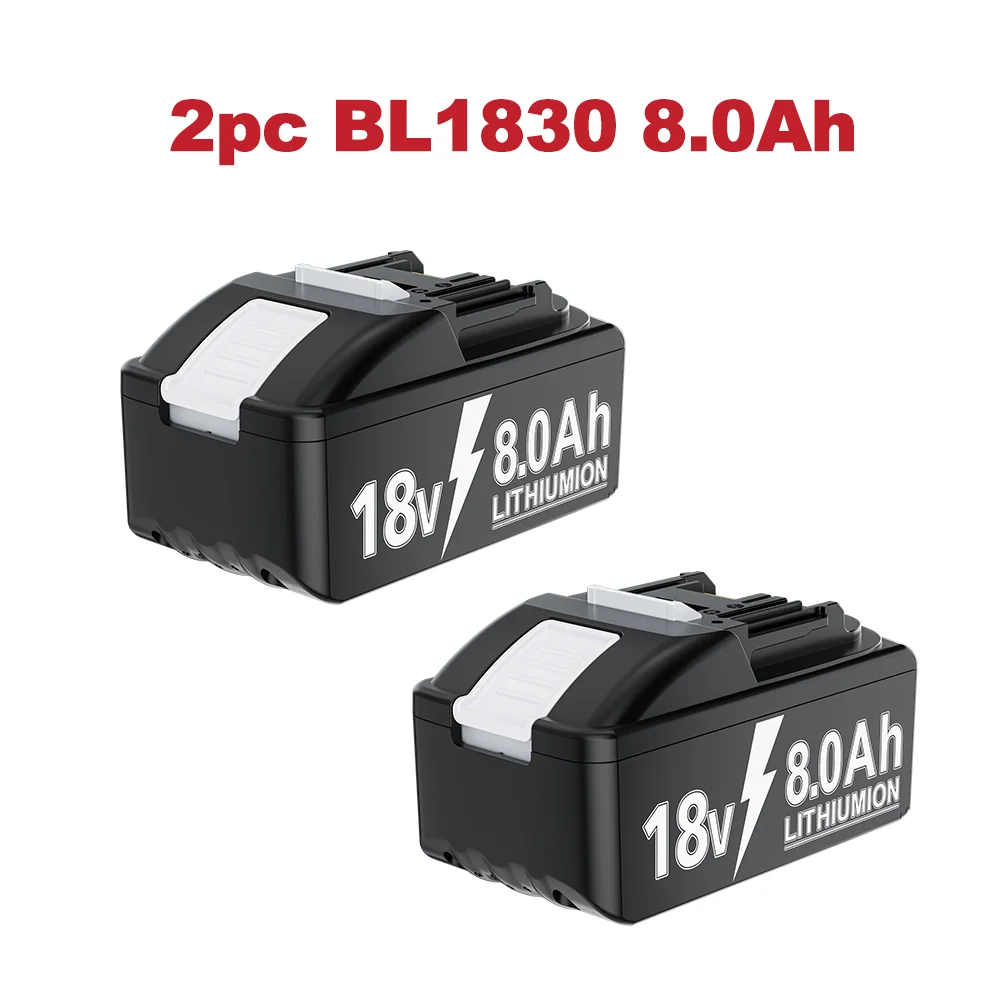 Powtree 18V 6,0Ah/8,0Ah Akku für Makita BL1830 Ersatzakku BL1860 BL1850B BL1840 BL1830 BL1815 mit 4A/6A Ladegerät