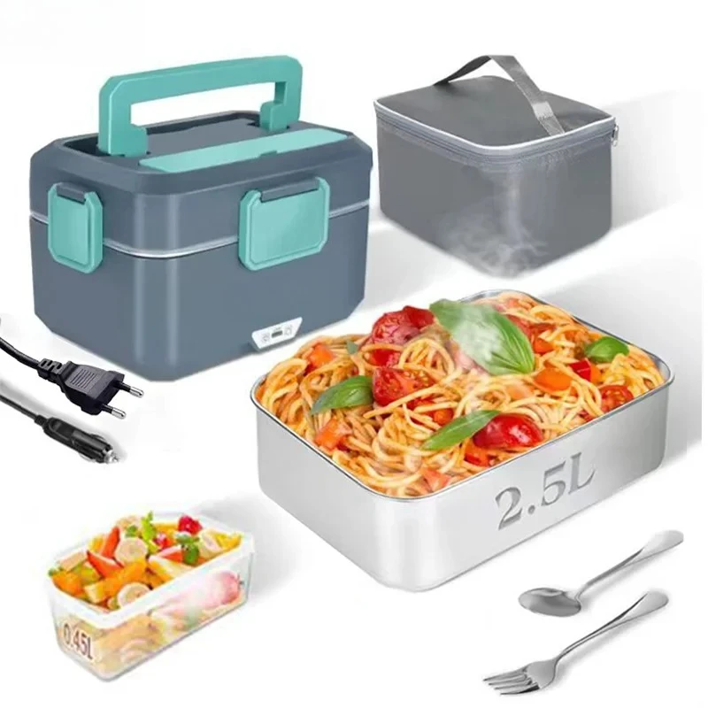 New 3.5L Electric Heated Lunch Box No Water Refillable Food Heated Lunch Box Car Work Lunch Heater 90W Fast Heating