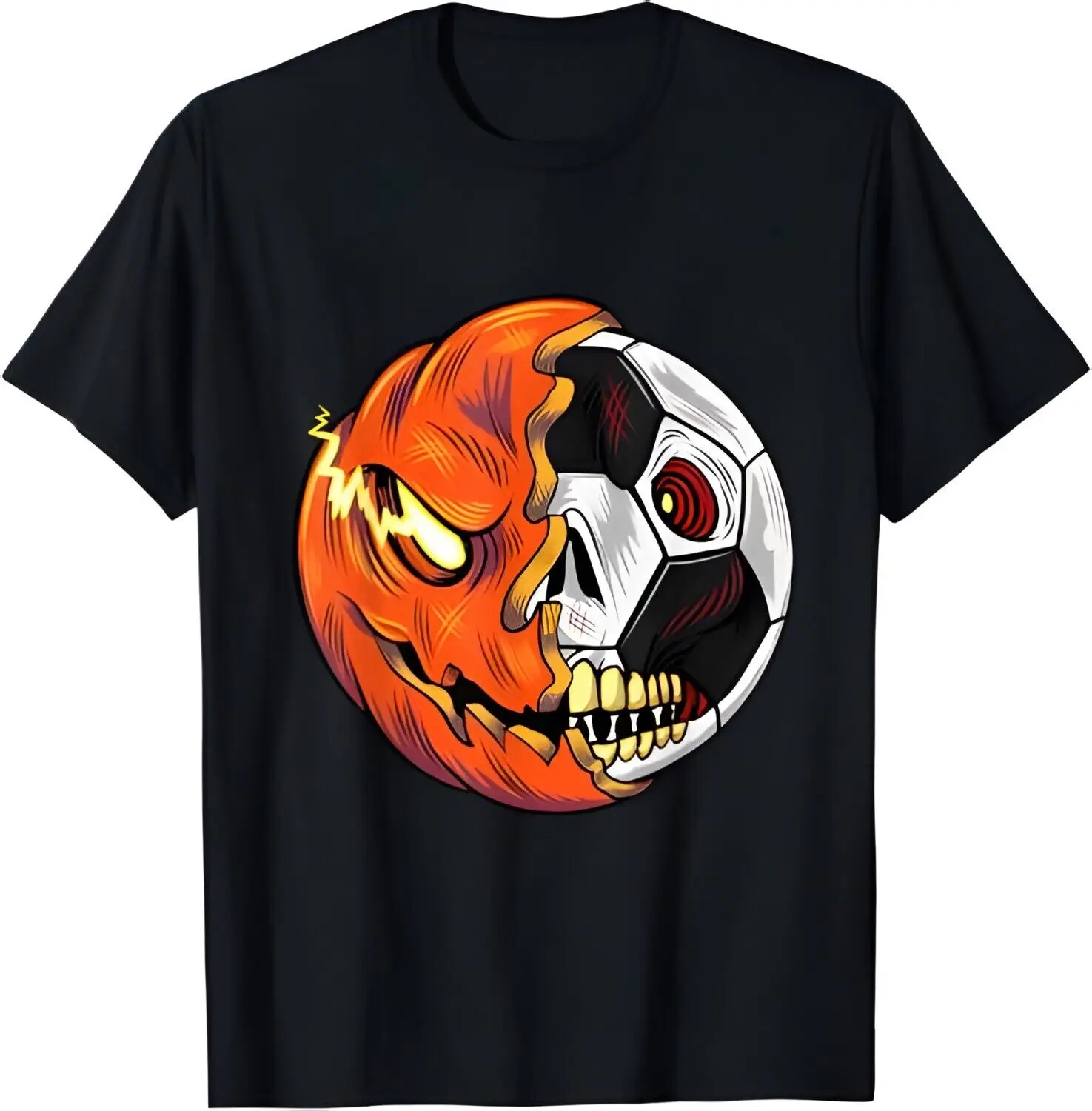 Soccer Ball Pumpkin Skull Halloween Soccer Player T-Shirt