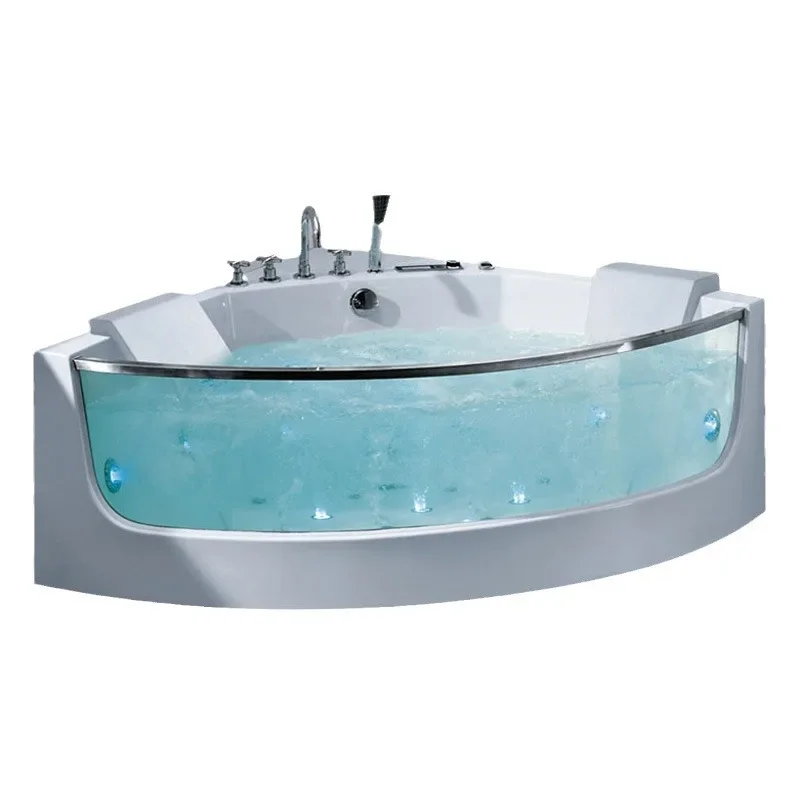 Massage vortex bathtub acrylic material, light luxury luxury fan-shaped corner thermostatic bathtub