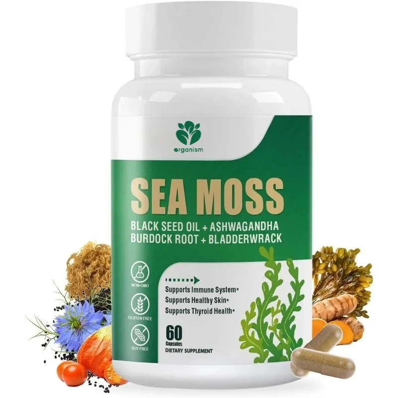 

Морские водоросли, масло черных семян, имбирная добавка для имбиря, суставов и поддержки здоровья кишечника - 60 капсул