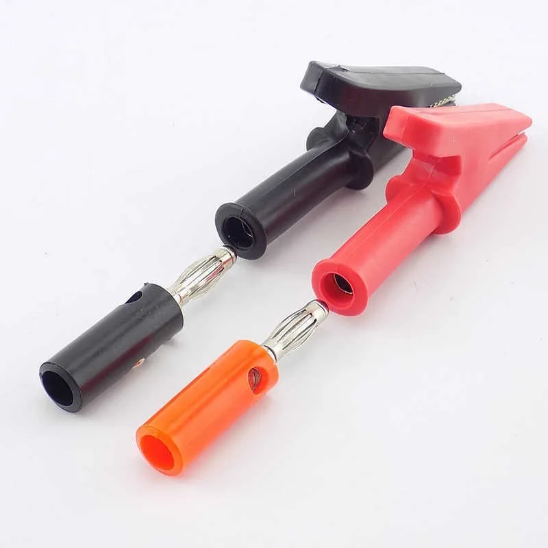 4mm Banana Plug Connector 10mm Alligator Clip Probe Test Electric Black Red Color Cable Alligator Socket Insulated Crodile Clips