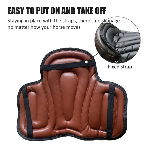 Imagen 2 del producto Almohadilla para sillín de montar a caballo, almohadilla para asiento ecuestre suave de cuero artificial, cojín para asiento largo occidental, cojín para asiento de motocicleta