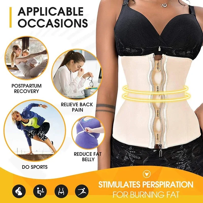 AfruliA XXS Latex Waist Trainer Shapewear with 25 Steel Bones Fajas Colombian Girdle Body Shaper Strap Tummy Control Belt Corset - view 2