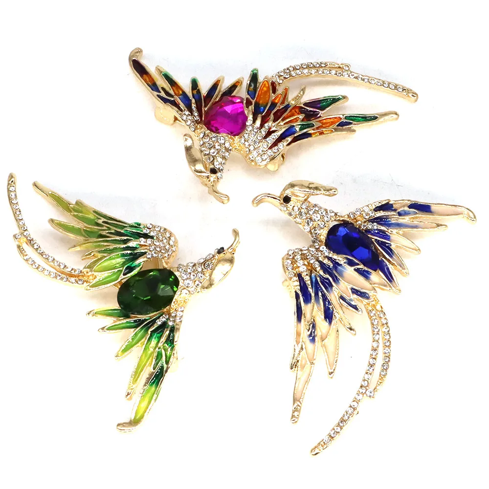 Fashion Exquisite Crystal Phoenix Bird Corsage Brooch For Women Rhinestone Elegant Banquet Party Office Pin Buckle Jewelry Gifts