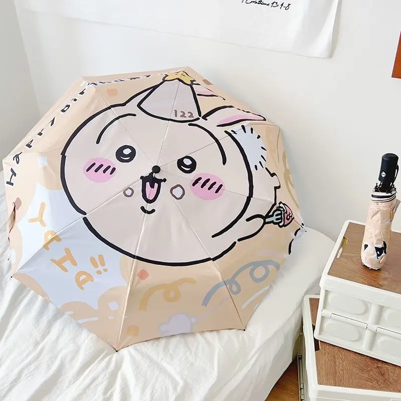 Cartoon Chiikawa Automatic Manual Parasol Cute Usagi Umbrella Anime Kawaii Folding Sun Protection Umbrella Girls Rainy Umbrella view 4