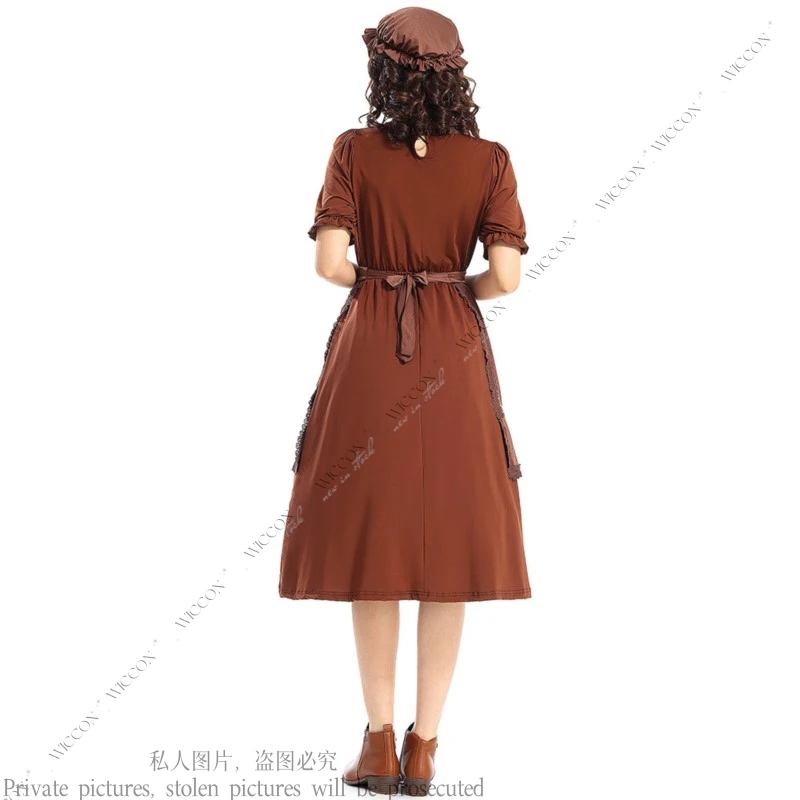 Colonial Blazer Costume Dark Brown Wolf Grandma Costume As Granny Maid Costume Lace Halloween Party Cosplay Set Christmas